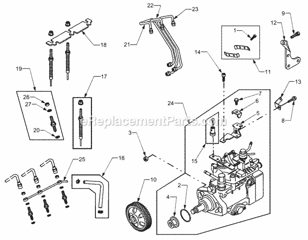 Fuel Injection System Diagram and Parts List for 5234DL 54AL544-710, 54BL544-710 Cub Cadet Lawn Tractor